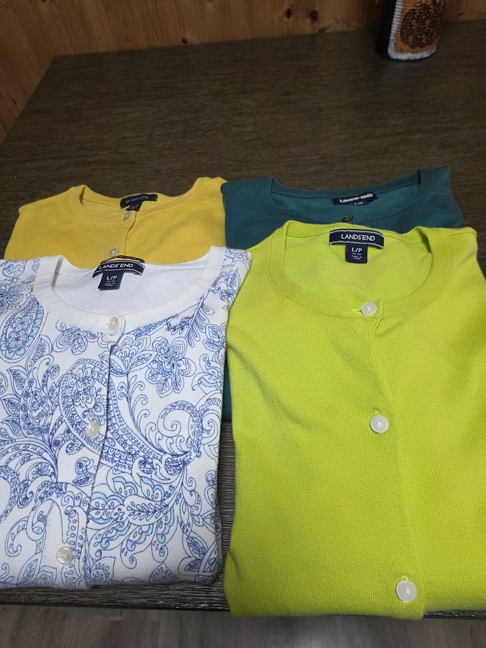 Lot Of 4 Lands' End Ladies Cardigan Sweaters L/P